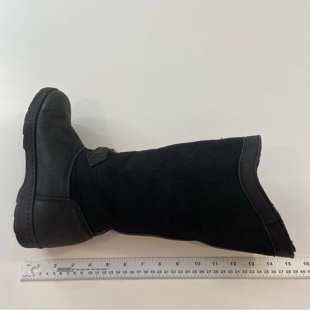 Sorel Women Black Leather Shearling Lined Snow Winter Boots Size 8 - Picture 13 of 16